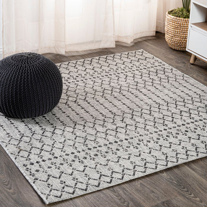 Tapis d'intérieur/extérieur à tissage géométrique marocain JONATHAN Y Trebol