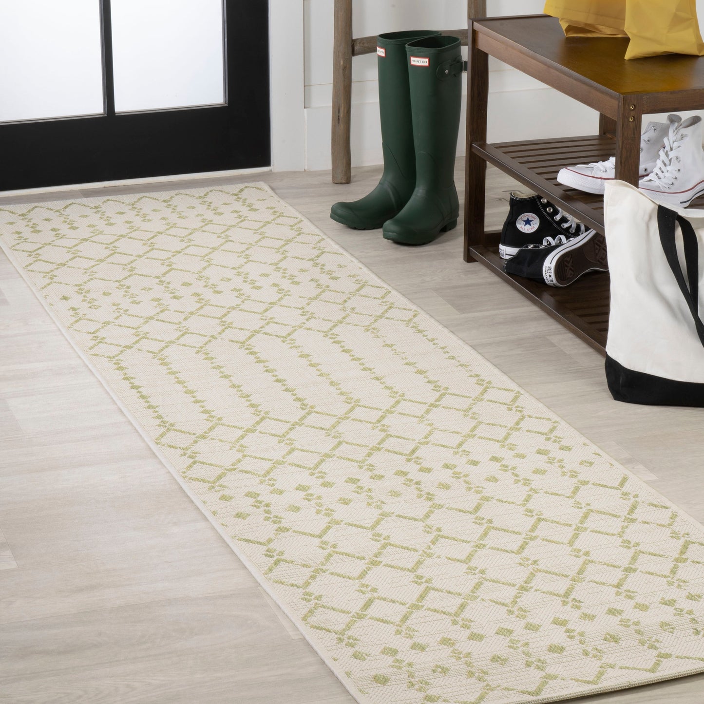 Tapis d'intérieur/extérieur à tissage géométrique marocain JONATHAN Y Trebol