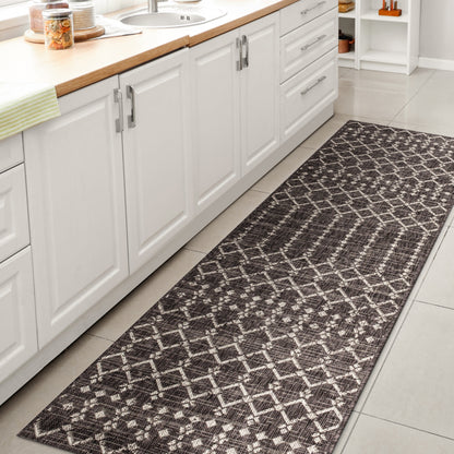 Tapis d'intérieur/extérieur à tissage géométrique marocain JONATHAN Y Trebol