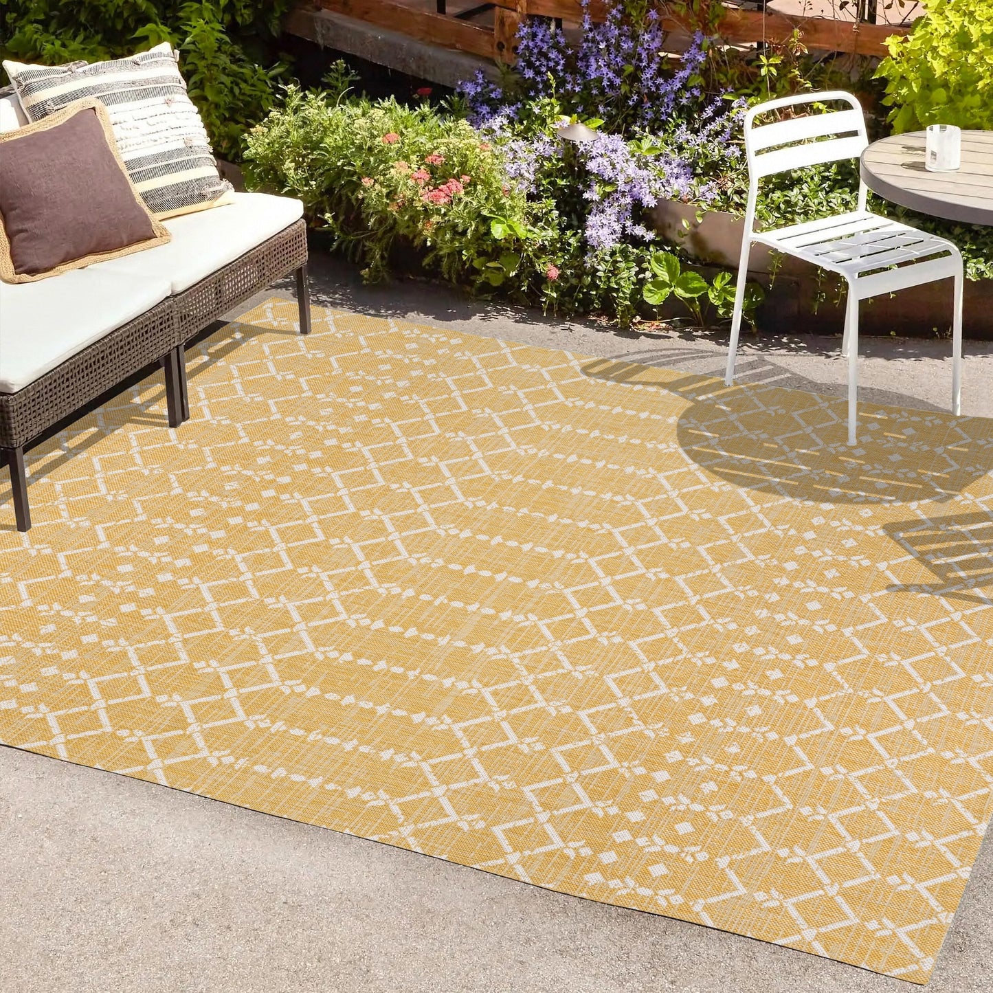 Tapis d'intérieur/extérieur à tissage géométrique marocain JONATHAN Y Trebol