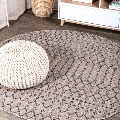 Tapis d'intérieur/extérieur à tissage géométrique marocain JONATHAN Y Trebol