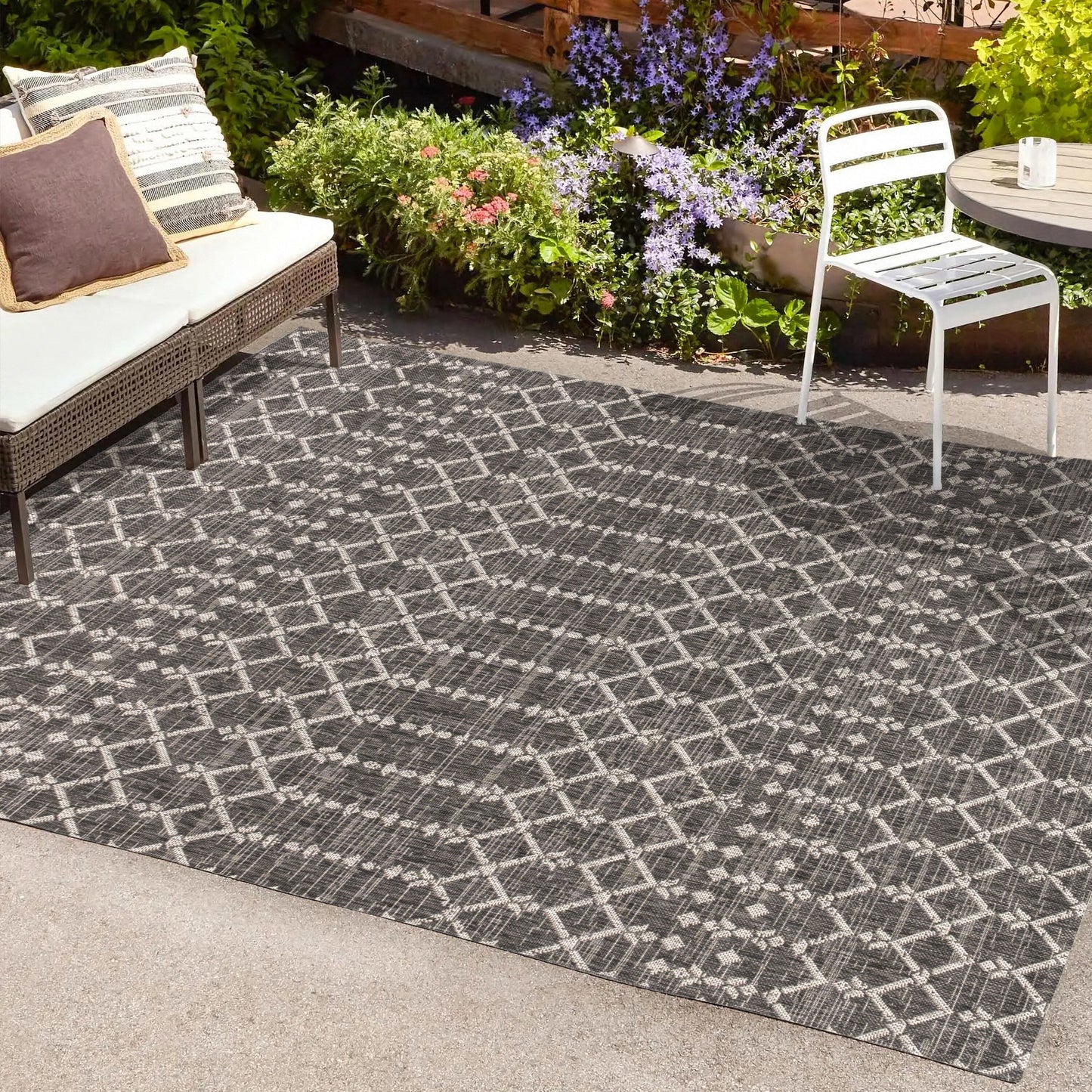 Tapis d'intérieur/extérieur à tissage géométrique marocain JONATHAN Y Trebol