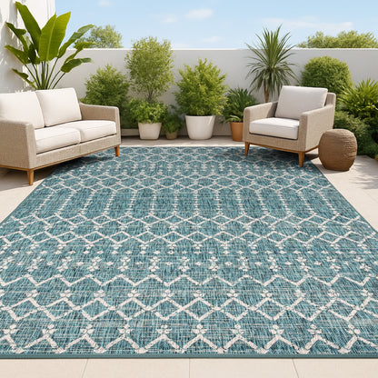 Tapis d'intérieur/extérieur à tissage géométrique marocain JONATHAN Y Trebol