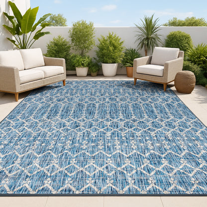 Tapis d'intérieur/extérieur à tissage géométrique marocain JONATHAN Y Trebol