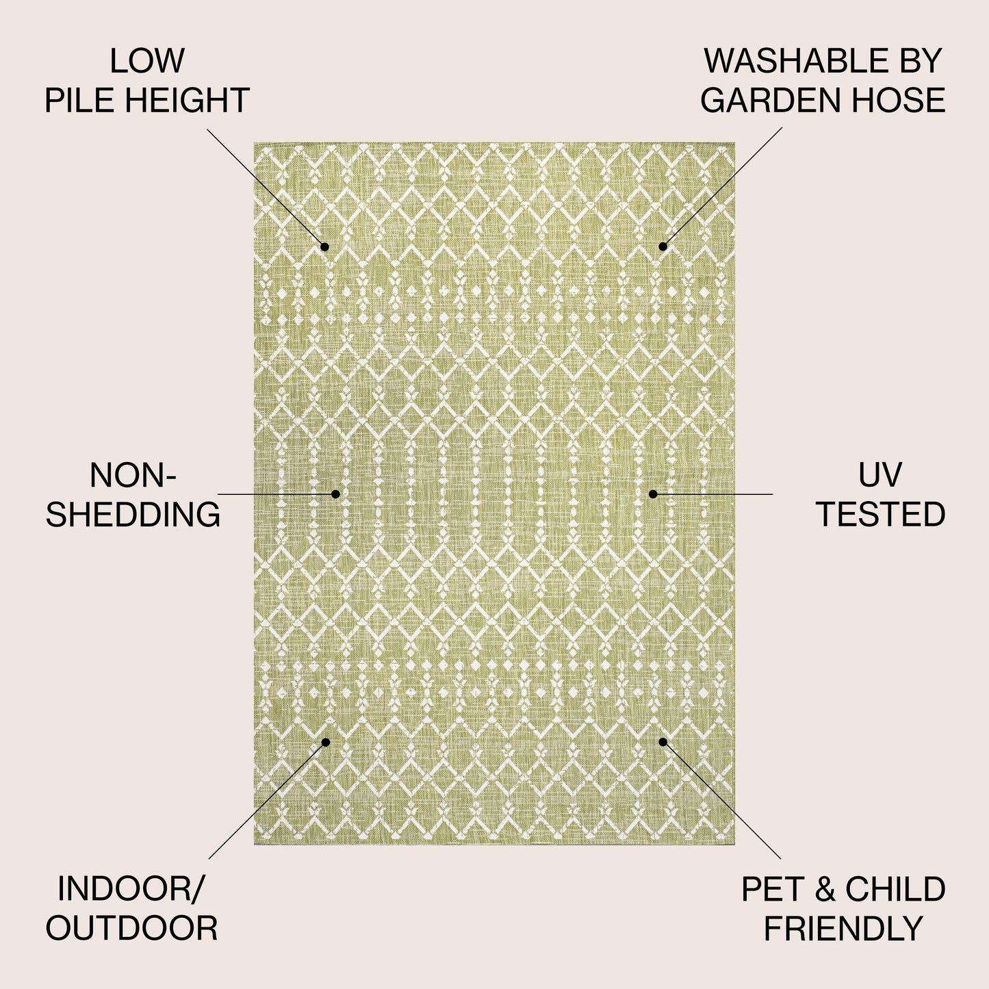 Tapis d'intérieur/extérieur à tissage géométrique marocain JONATHAN Y Trebol