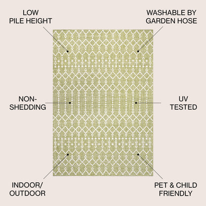 Tapis d'intérieur/extérieur à tissage géométrique marocain JONATHAN Y Trebol
