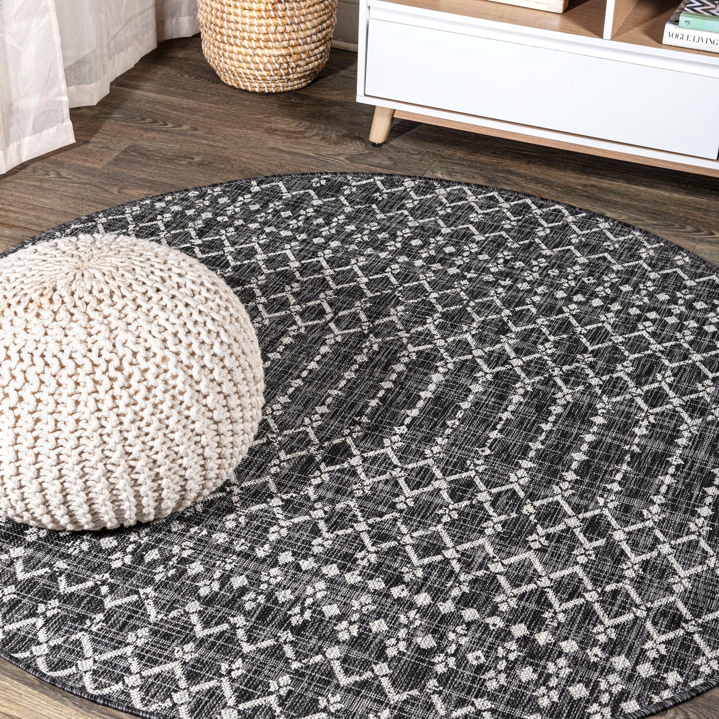 Tapis d'intérieur/extérieur à tissage géométrique marocain JONATHAN Y Trebol