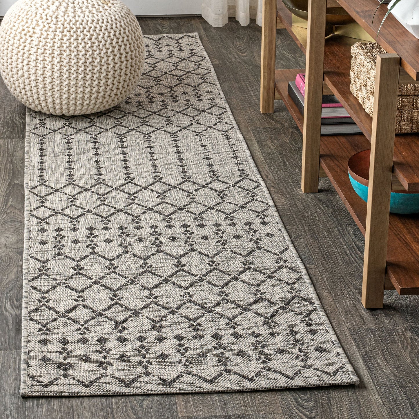 Tapis d'intérieur/extérieur à tissage géométrique marocain JONATHAN Y Trebol