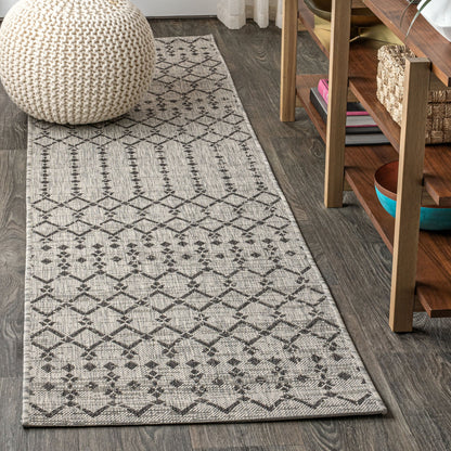 Tapis d'intérieur/extérieur à tissage géométrique marocain JONATHAN Y Trebol