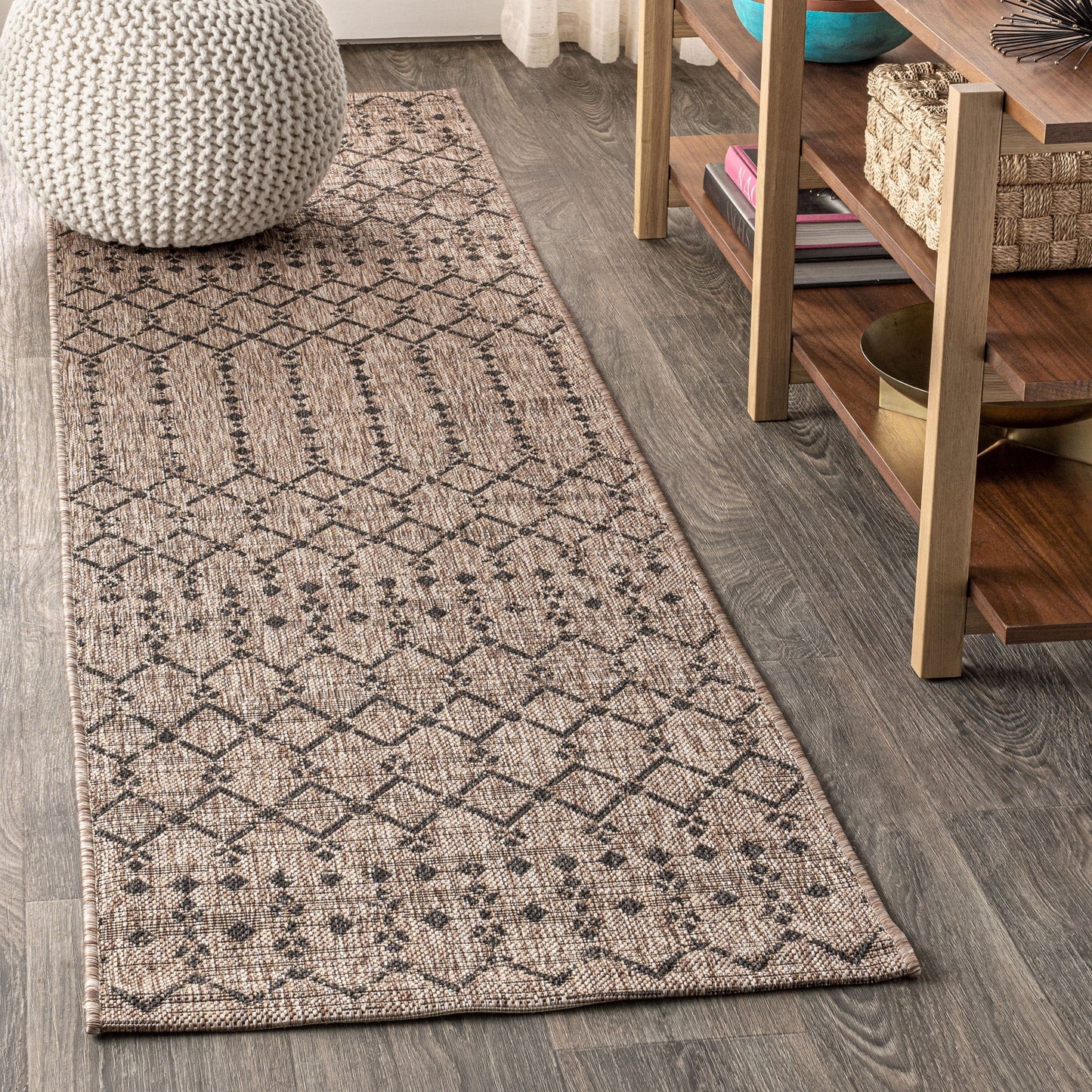 Tapis d'intérieur/extérieur à tissage géométrique marocain JONATHAN Y Trebol