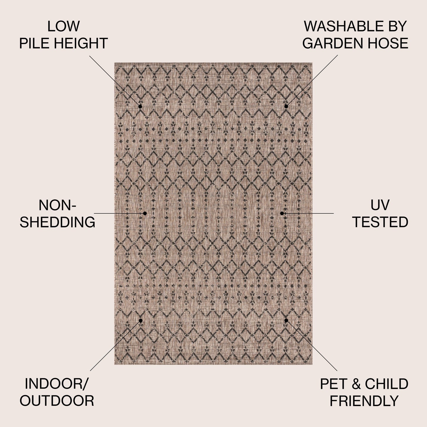 Tapis d'intérieur/extérieur à tissage géométrique marocain JONATHAN Y Trebol