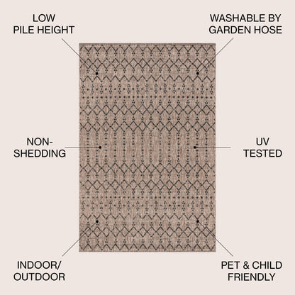 Tapis d'intérieur/extérieur à tissage géométrique marocain JONATHAN Y Trebol