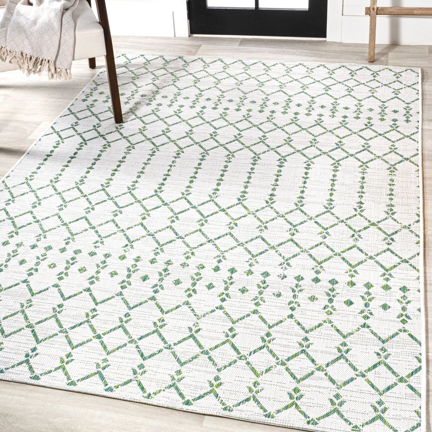 Tapis d'intérieur/extérieur à tissage géométrique marocain JONATHAN Y Trebol