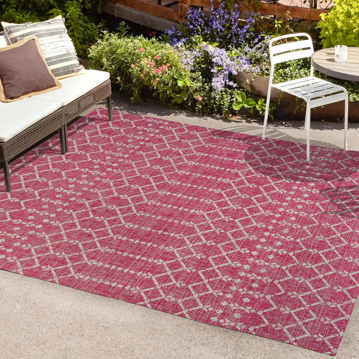 Tapis d'intérieur/extérieur à tissage géométrique marocain JONATHAN Y Trebol