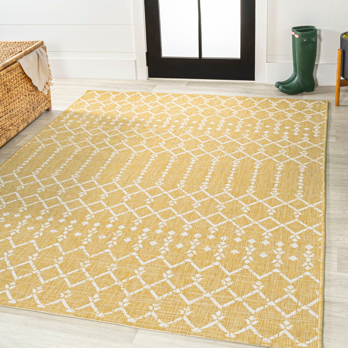 Tapis d'intérieur/extérieur à tissage géométrique marocain JONATHAN Y Trebol