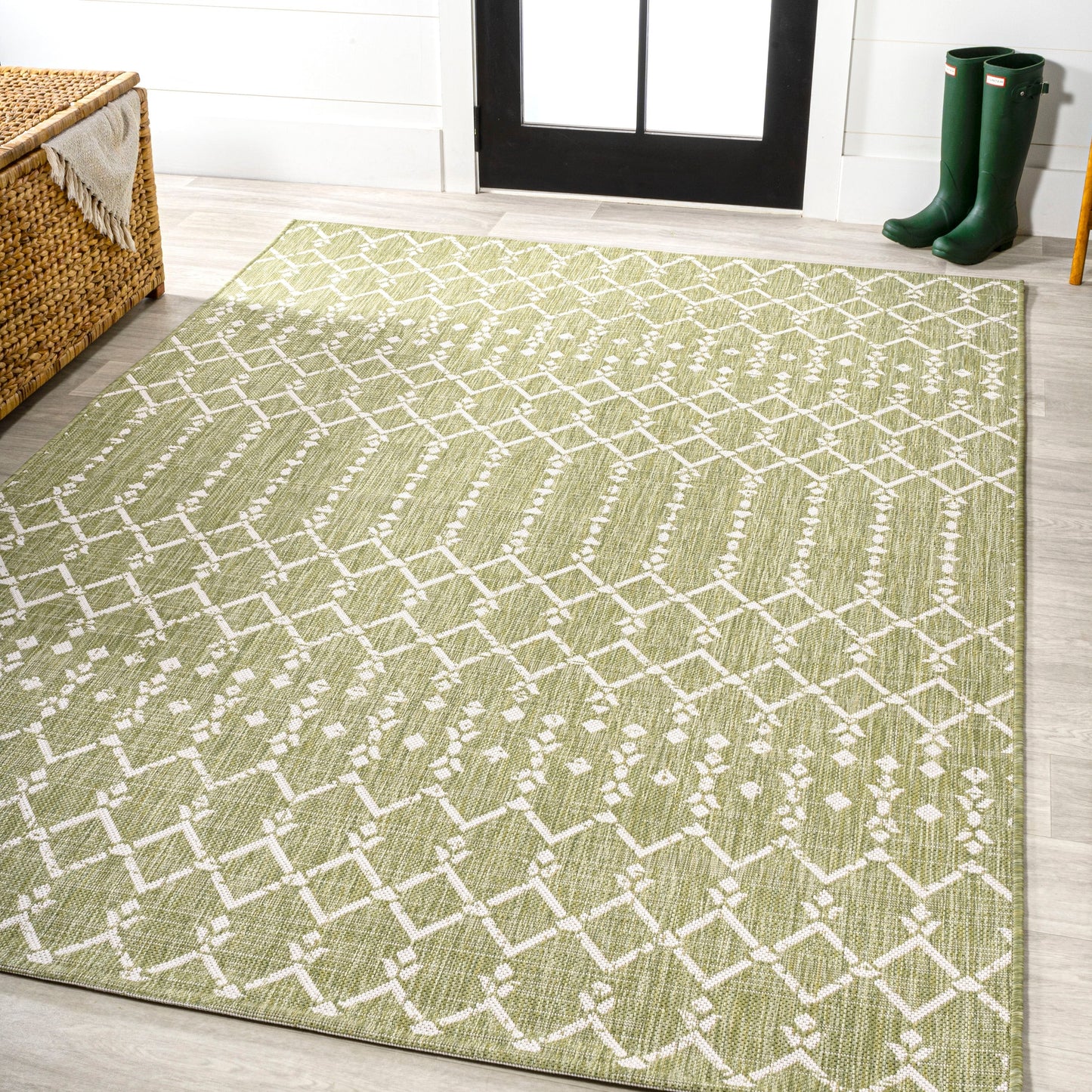 Tapis d'intérieur/extérieur à tissage géométrique marocain JONATHAN Y Trebol