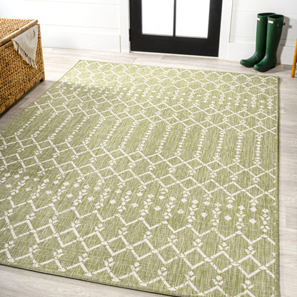 Tapis d'intérieur/extérieur à tissage géométrique marocain JONATHAN Y Trebol