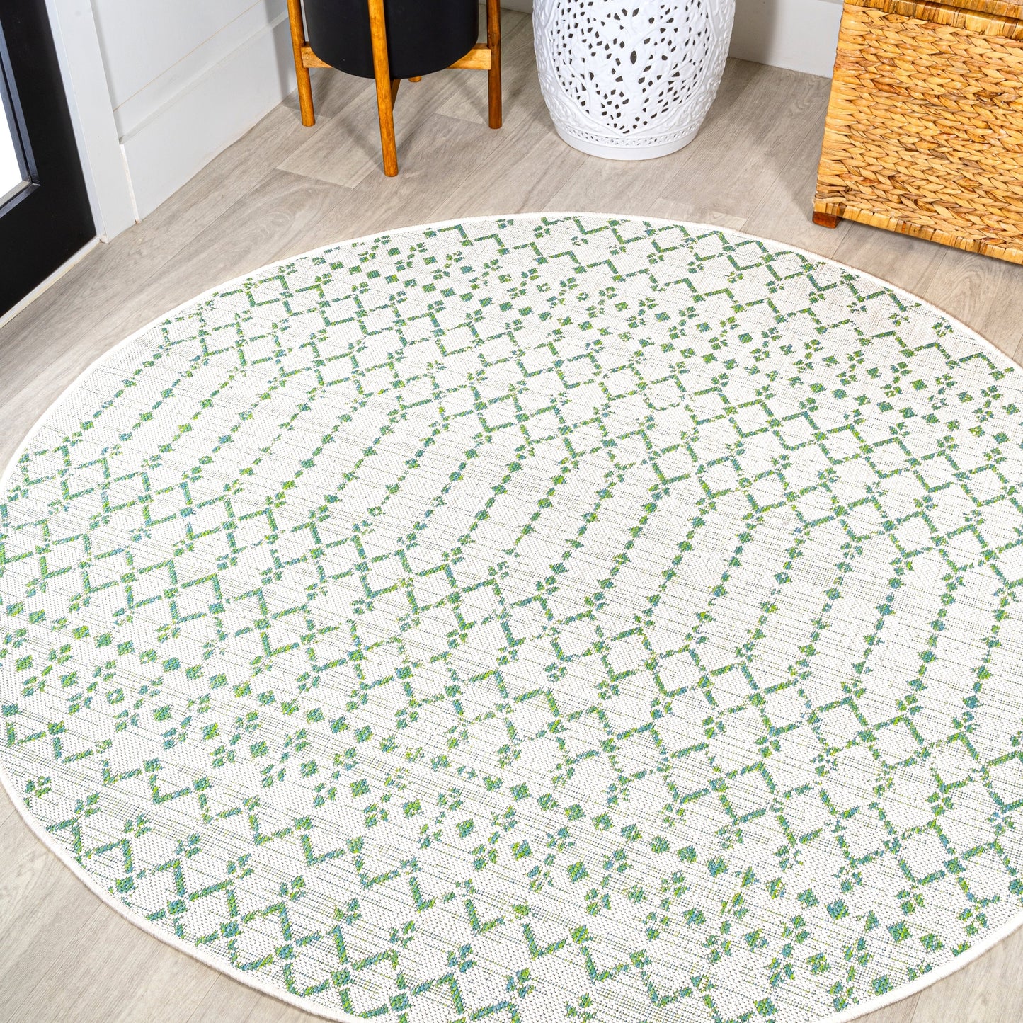 Tapis d'intérieur/extérieur à tissage géométrique marocain JONATHAN Y Trebol