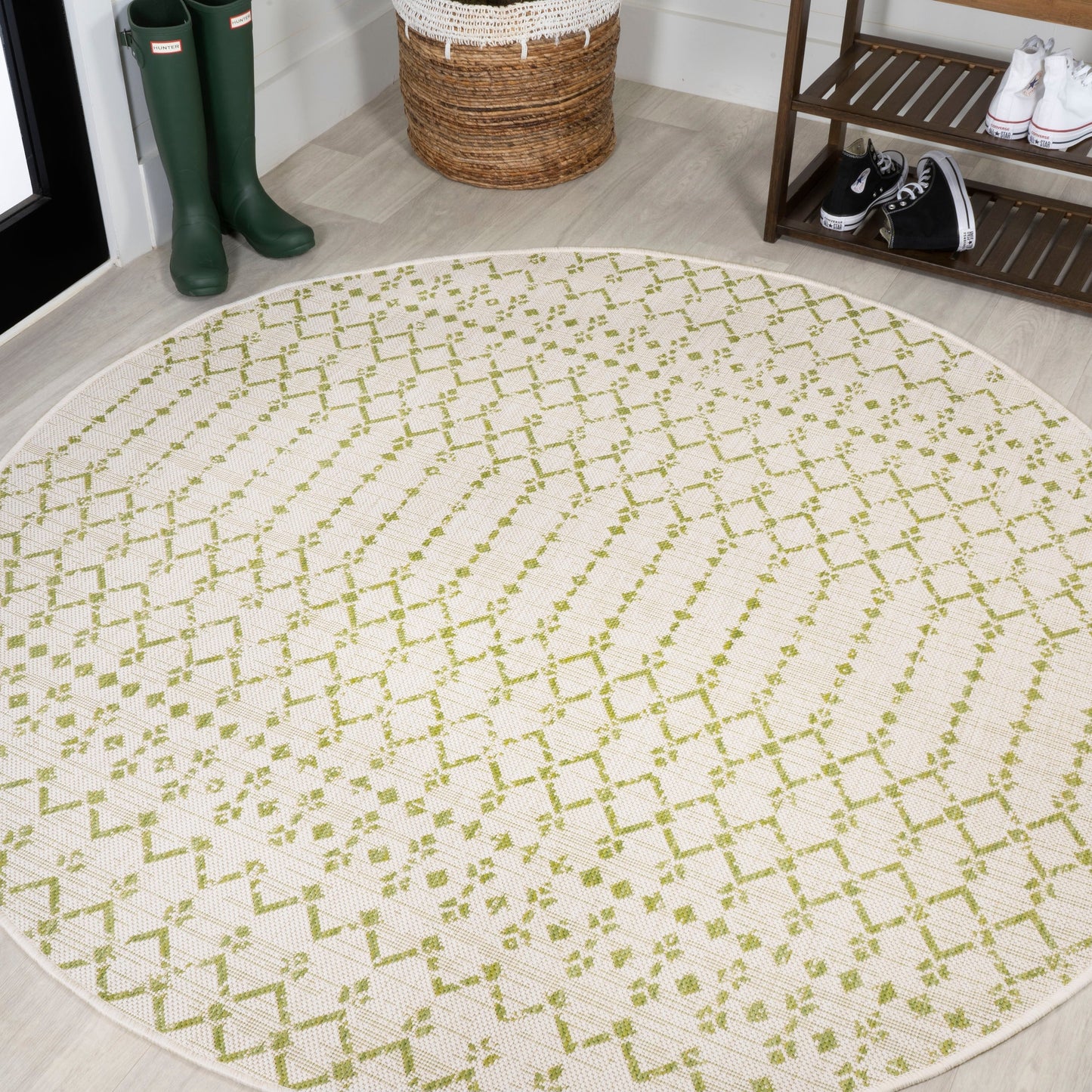 Tapis d'intérieur/extérieur à tissage géométrique marocain JONATHAN Y Trebol