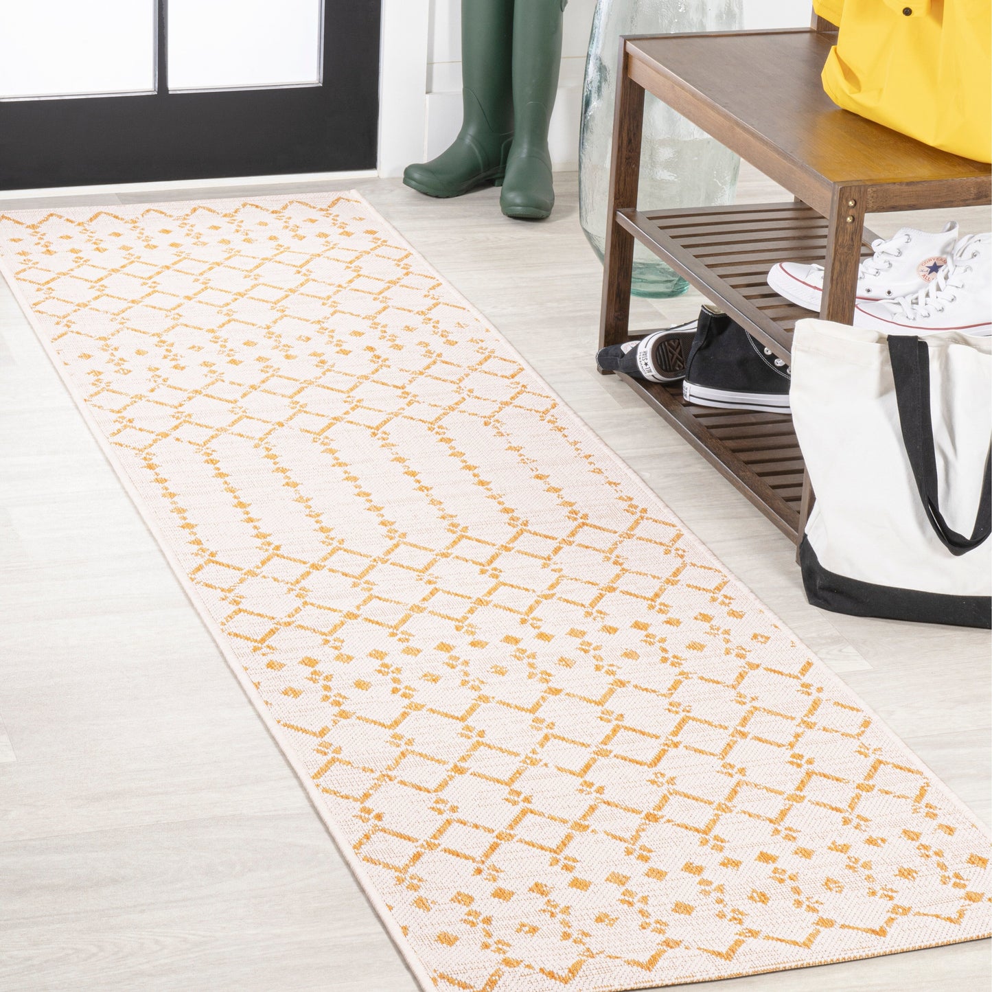 Tapis d'intérieur/extérieur à tissage géométrique marocain JONATHAN Y Trebol