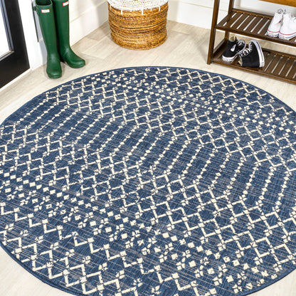 Tapis d'intérieur/extérieur à tissage géométrique marocain JONATHAN Y Trebol