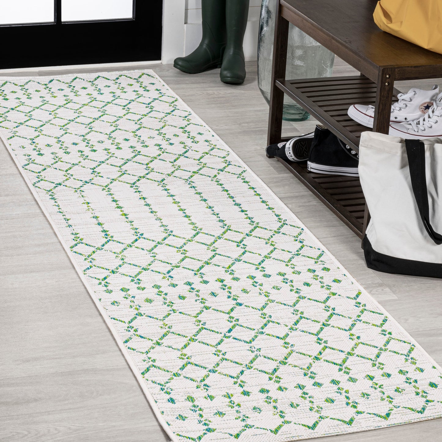 Tapis d'intérieur/extérieur à tissage géométrique marocain JONATHAN Y Trebol