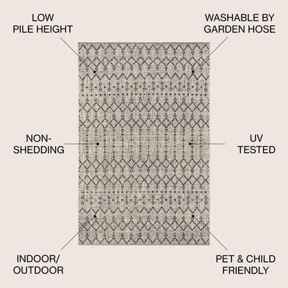 Tapis d'intérieur/extérieur à tissage géométrique marocain JONATHAN Y Trebol