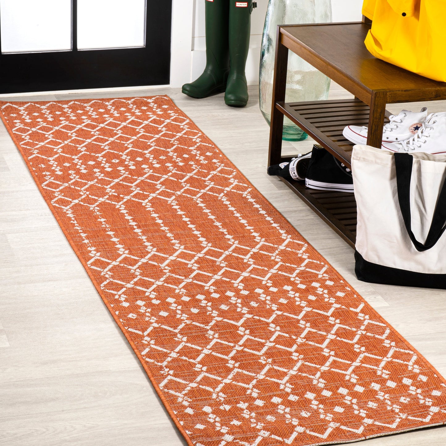 Tapis d'intérieur/extérieur à tissage géométrique marocain JONATHAN Y Trebol