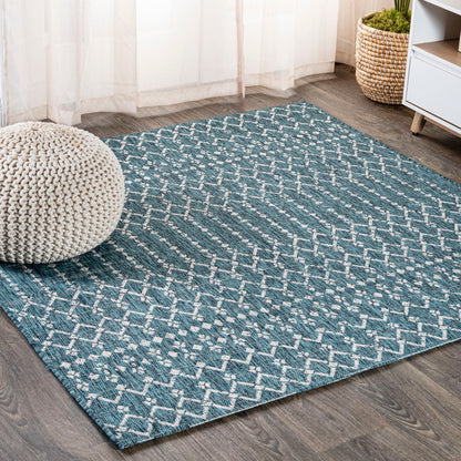 Tapis d'intérieur/extérieur à tissage géométrique marocain JONATHAN Y Trebol