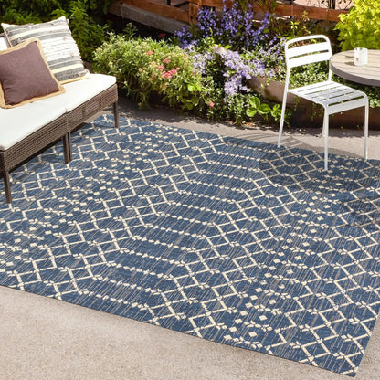Tapis d'intérieur/extérieur à tissage géométrique marocain JONATHAN Y Trebol