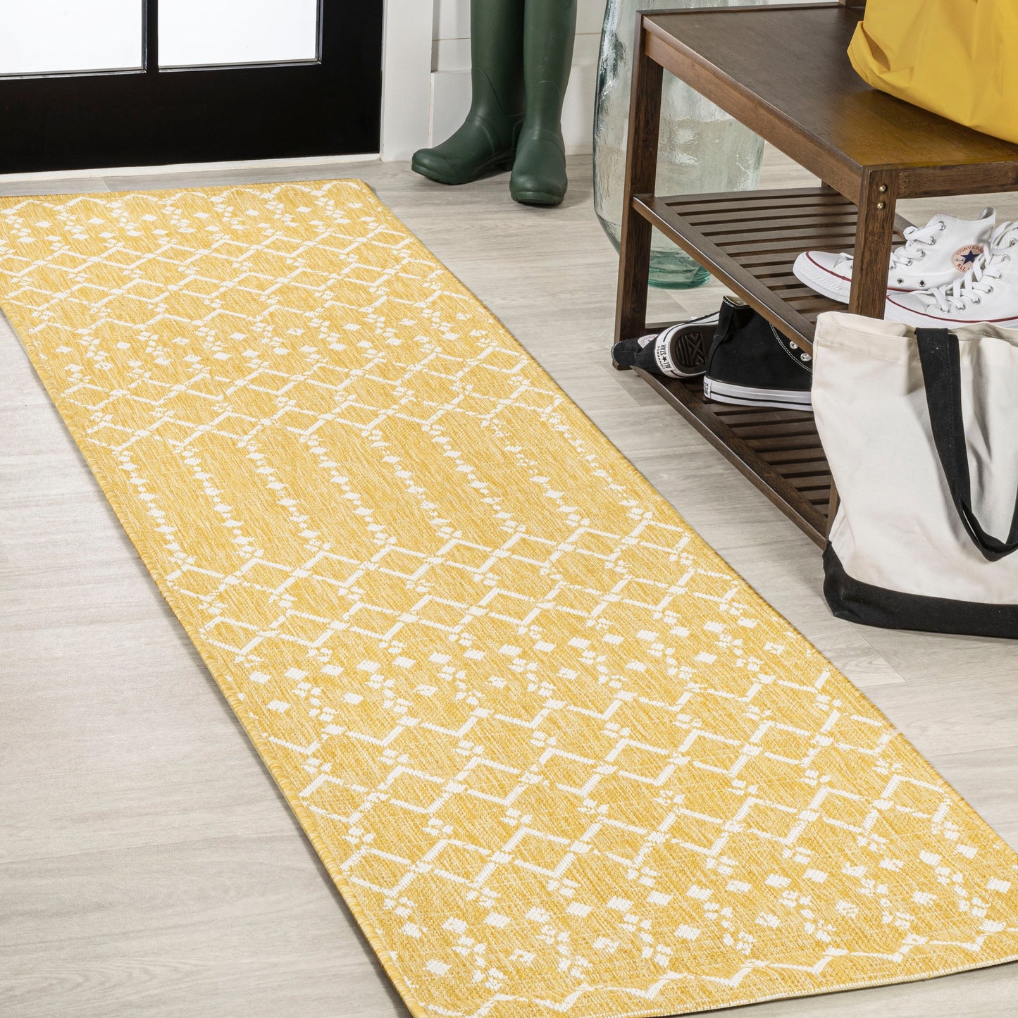 Tapis d'intérieur/extérieur à tissage géométrique marocain JONATHAN Y Trebol