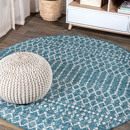 Tapis d'intérieur/extérieur à tissage géométrique marocain JONATHAN Y Trebol
