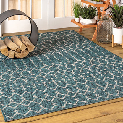 Tapis d'intérieur/extérieur à tissage géométrique marocain JONATHAN Y Trebol