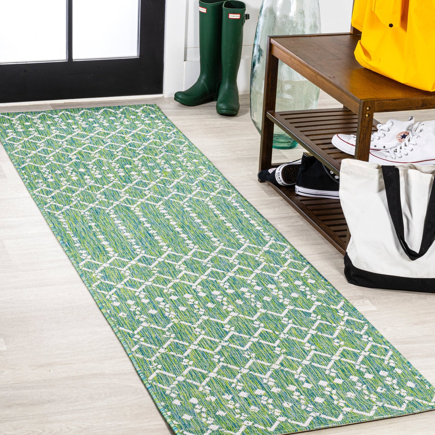 Tapis d'intérieur/extérieur à tissage géométrique marocain JONATHAN Y Trebol