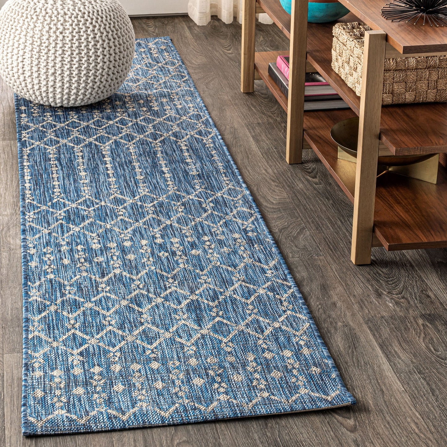 Tapis d'intérieur/extérieur à tissage géométrique marocain JONATHAN Y Trebol