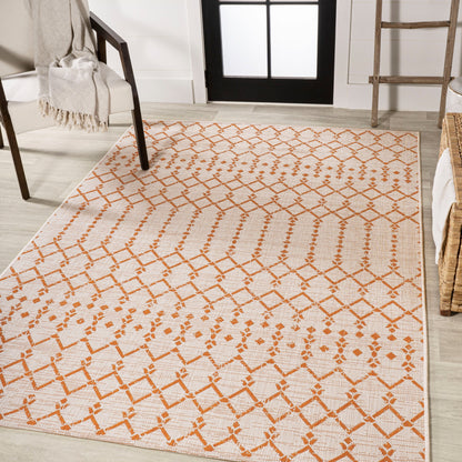 Tapis d'intérieur/extérieur à tissage géométrique marocain JONATHAN Y Trebol
