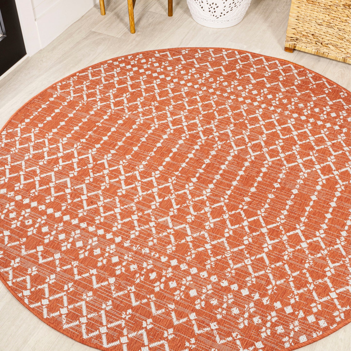 Tapis d'intérieur/extérieur à tissage géométrique marocain JONATHAN Y Trebol