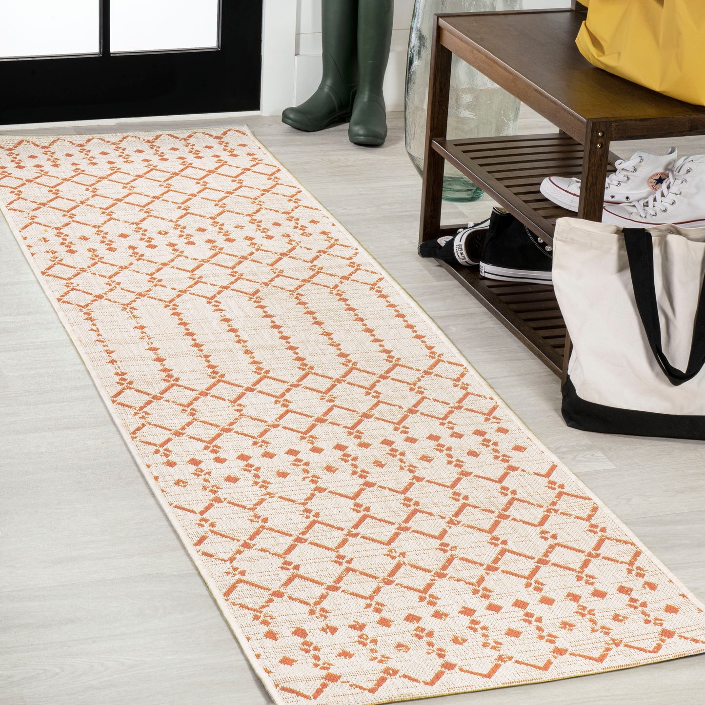 Tapis d'intérieur/extérieur à tissage géométrique marocain JONATHAN Y Trebol