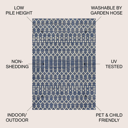 Tapis d'intérieur/extérieur à tissage géométrique marocain JONATHAN Y Trebol