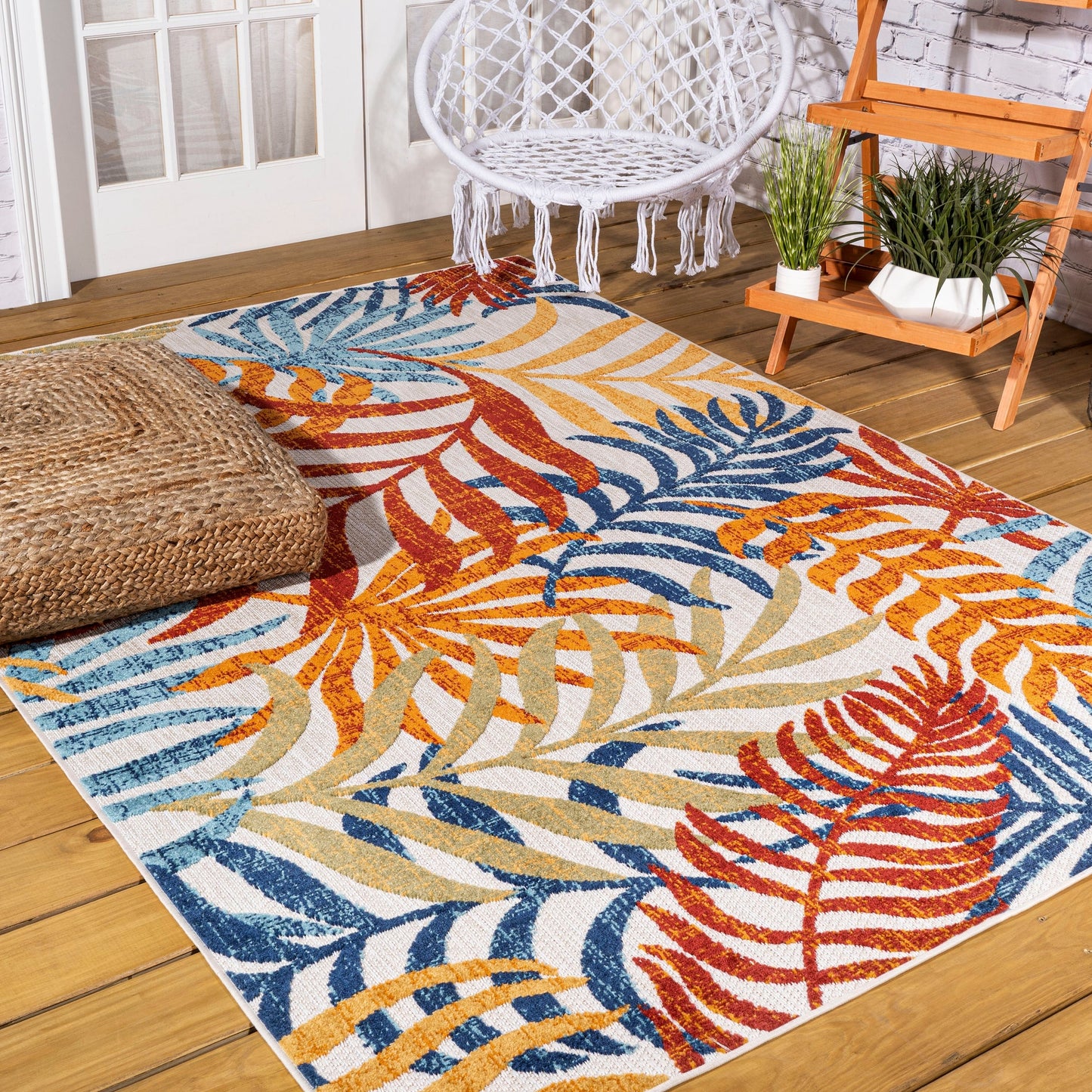 Tapis d'intérieur/extérieur à feuilles de palmier JONATHAN Y Aydin