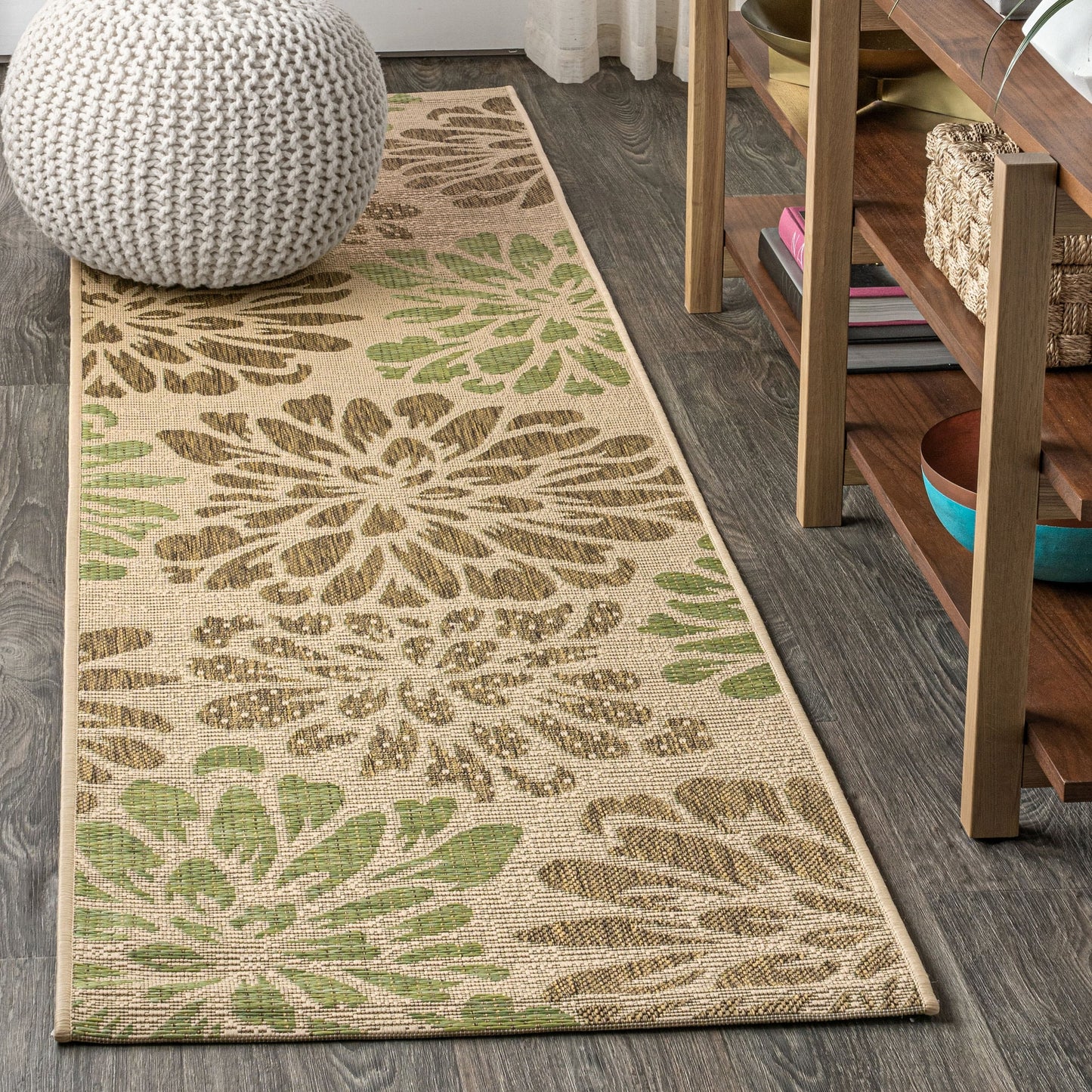 Tapis d'intérieur/extérieur à tissage texturé floral JONATHAN Y