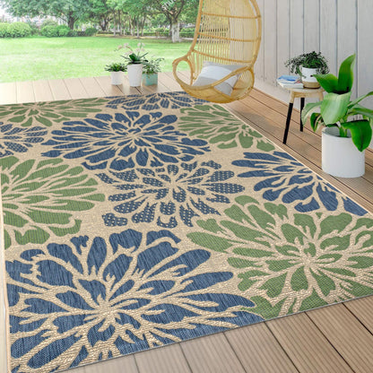 Tapis d'intérieur/extérieur à tissage texturé floral JONATHAN Y