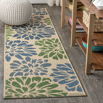 Tapis d'intérieur/extérieur à tissage texturé floral JONATHAN Y