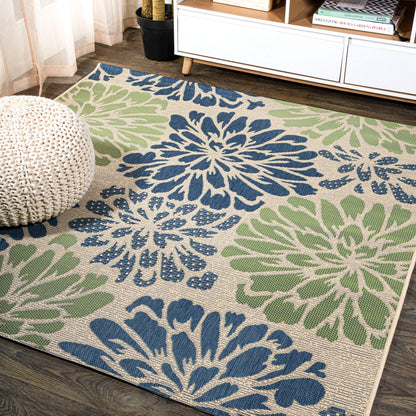 Tapis d'intérieur/extérieur à tissage texturé floral JONATHAN Y