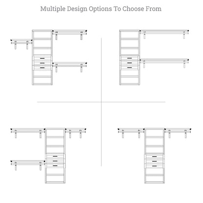 Système de placard en bois massif John Louis Home avec 3 tiroirs blanc