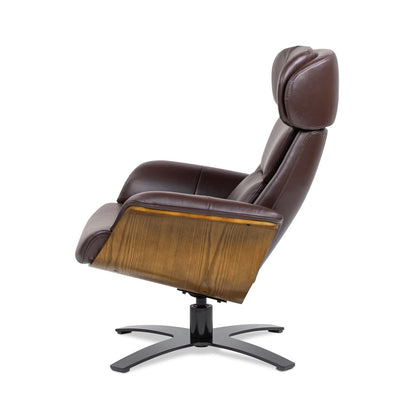 Jovan 31.5 Curved Wood Genuine Leather Recliner Lounge Chair
