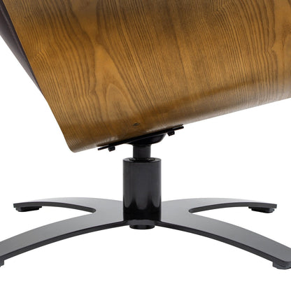 Jovan 31.5 Curved Wood Genuine Leather Recliner Lounge Chair