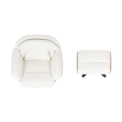 Jovan 31.5 Genuine Leather Recliner Lounge Chair with Ottoman