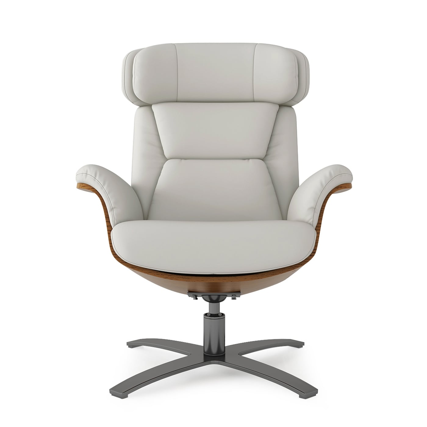 Jovan 31.5 Curved Wood Genuine Leather Recliner Lounge Chair