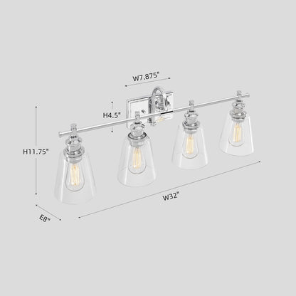 Applique de salle de bain KAWOTI à 4 lampes avec abat-jour en verre